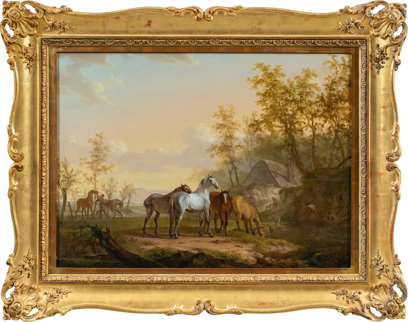UnknownBritish Animal painter - 18th century horses painting - Oil on panel figurec.1770 | 1stDibs
