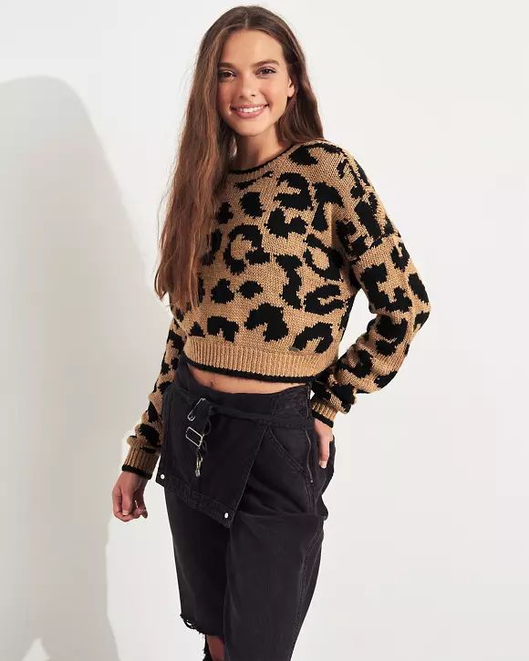 Girls Crop Leopard Sweater | Hollister US