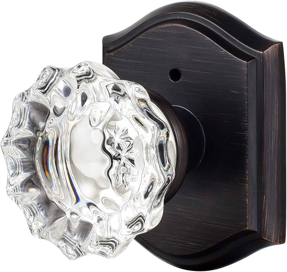 Crystal Glass Door Knobs Interior with Lock, Vintage Privacy Door Knob for Bedroom Bathroom, Oil ... | Amazon (US)