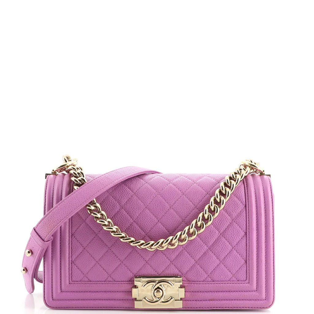 Chanel Boy Flap Bag Quilted Caviar Old Medium Purple 2070531 | Rebag
