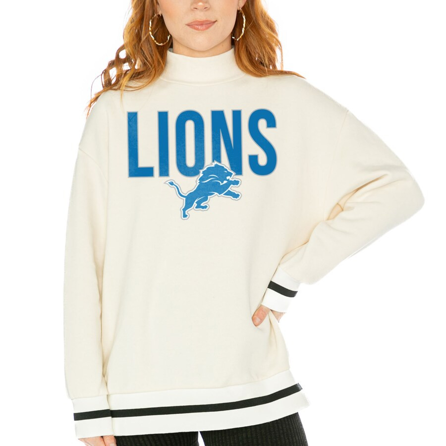 Detroit Lions Gameday Couture Women's End Zone Envy Mock Neck Fleece Pullover Sweatshirt - White | Fanatics