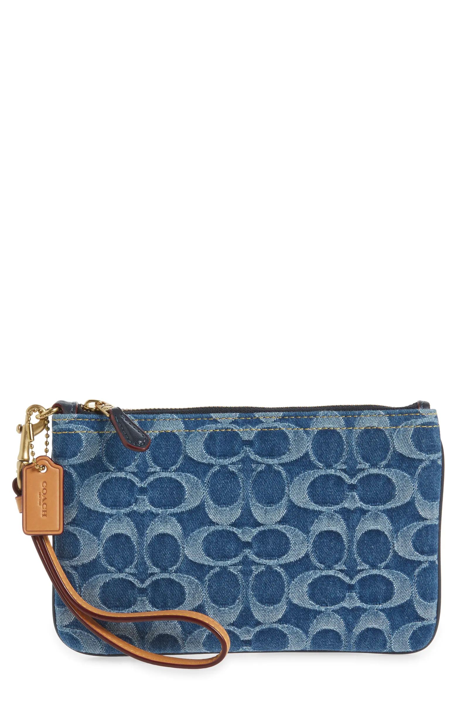 COACH Signature Washed Denim Wristlet | Nordstrom | Nordstrom