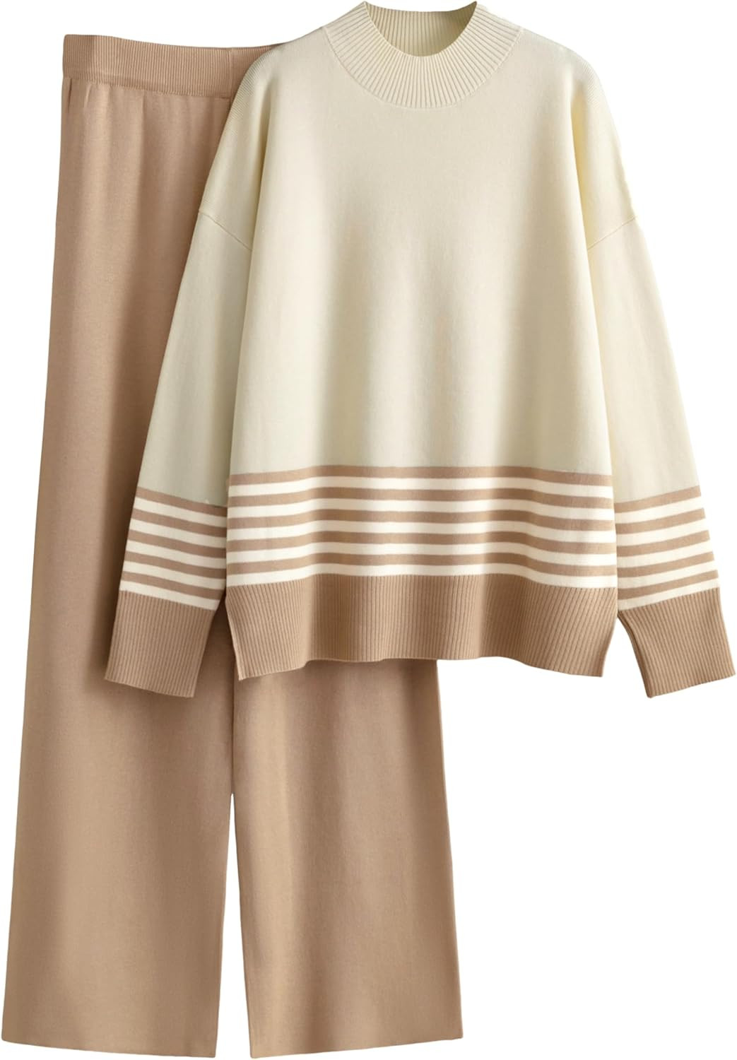 Tanming Women's Lounge Sets 2 Piece Outfits Knitted Pullover Sweater Tops Wide Leg Pants Tracksui... | Amazon (US)