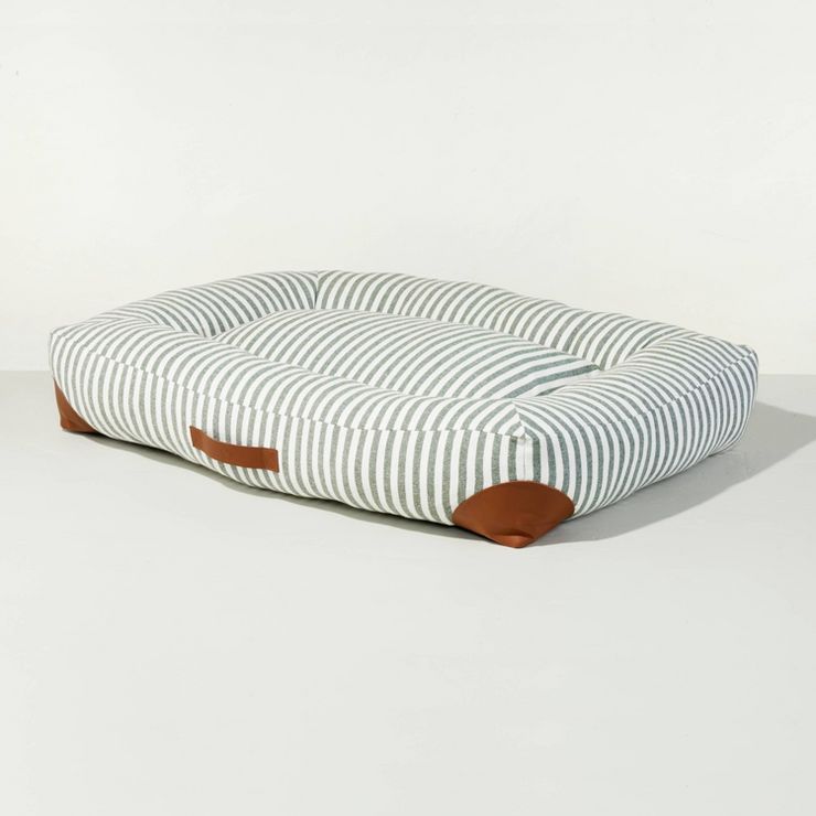 Allover Stripe Bolster Dog Bed - Hearth & Hand™ with Magnolia Green/Cream | Target