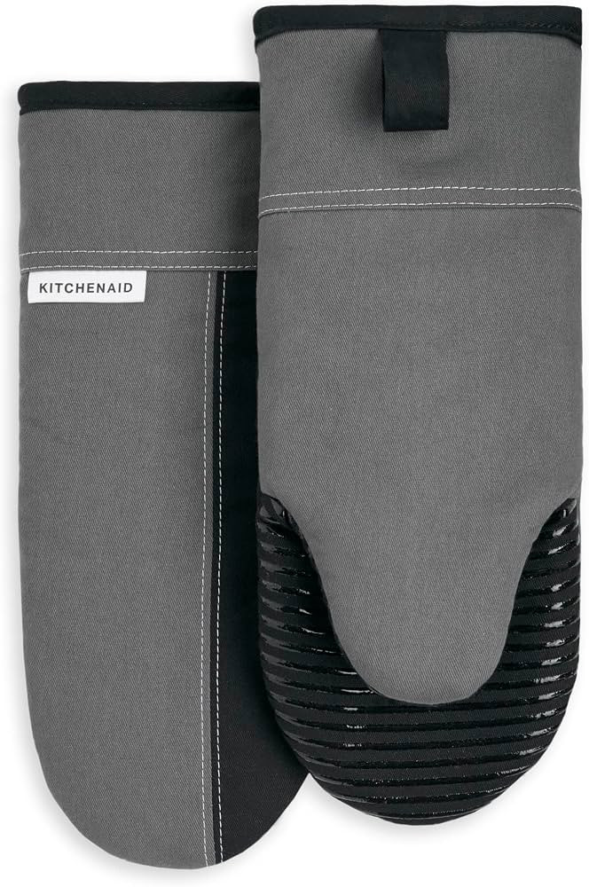 KitchenAid Beacon Two-Tone Non-Slip Oven Mitt Set, Contour Silver/Onyx Black, 5.75"x13", 2 Piece | Amazon (US)