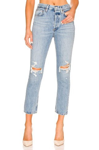 AGOLDE Riley High Rise Straight Crop in Blitz from Revolve.com | Revolve Clothing (Global)