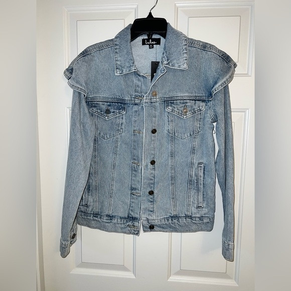 NWT Lulus Road Trip Wonders Flared Shoulder Denim Jacket Size Medium | Poshmark