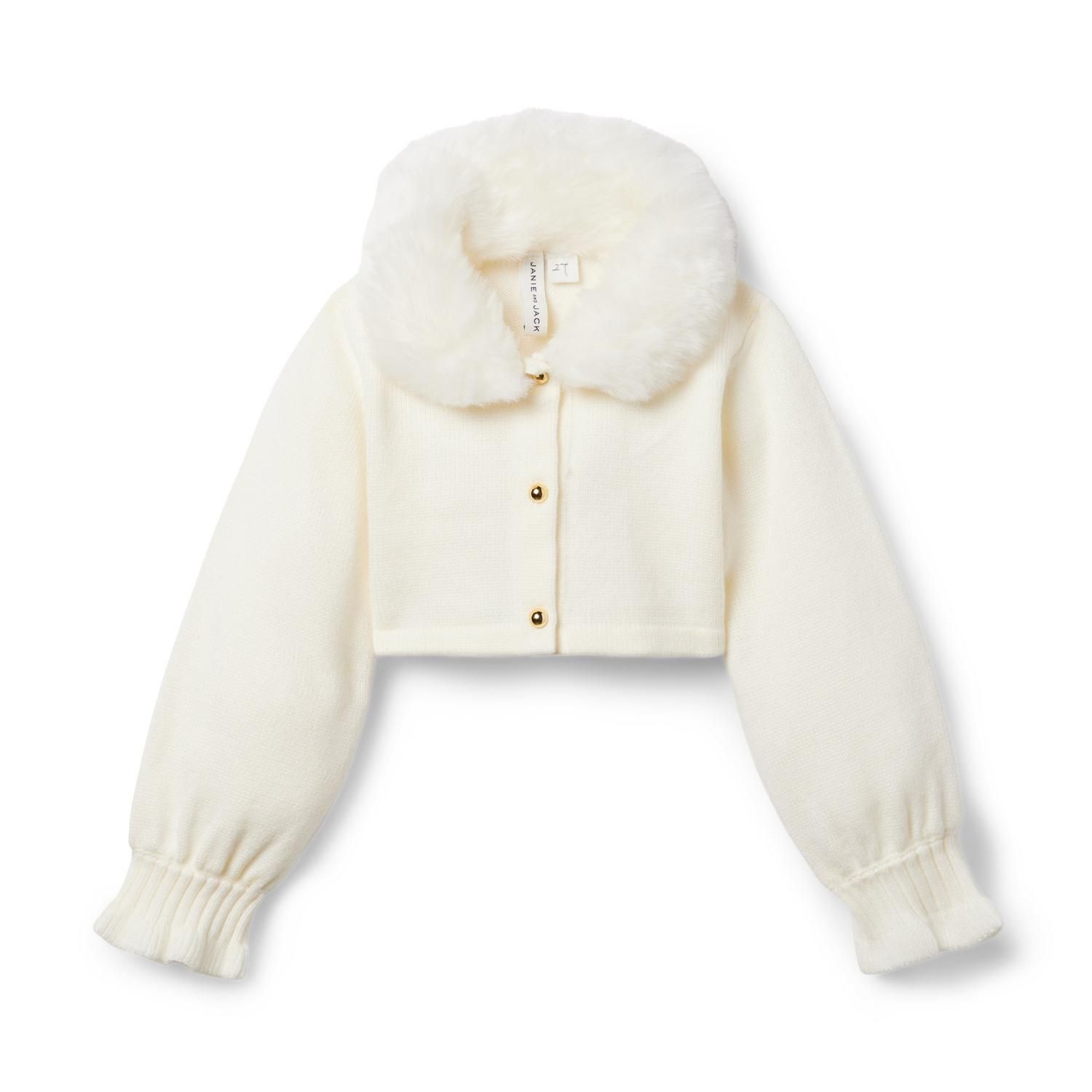 Faux Fur Collar Cropped Cardigan | Janie and Jack