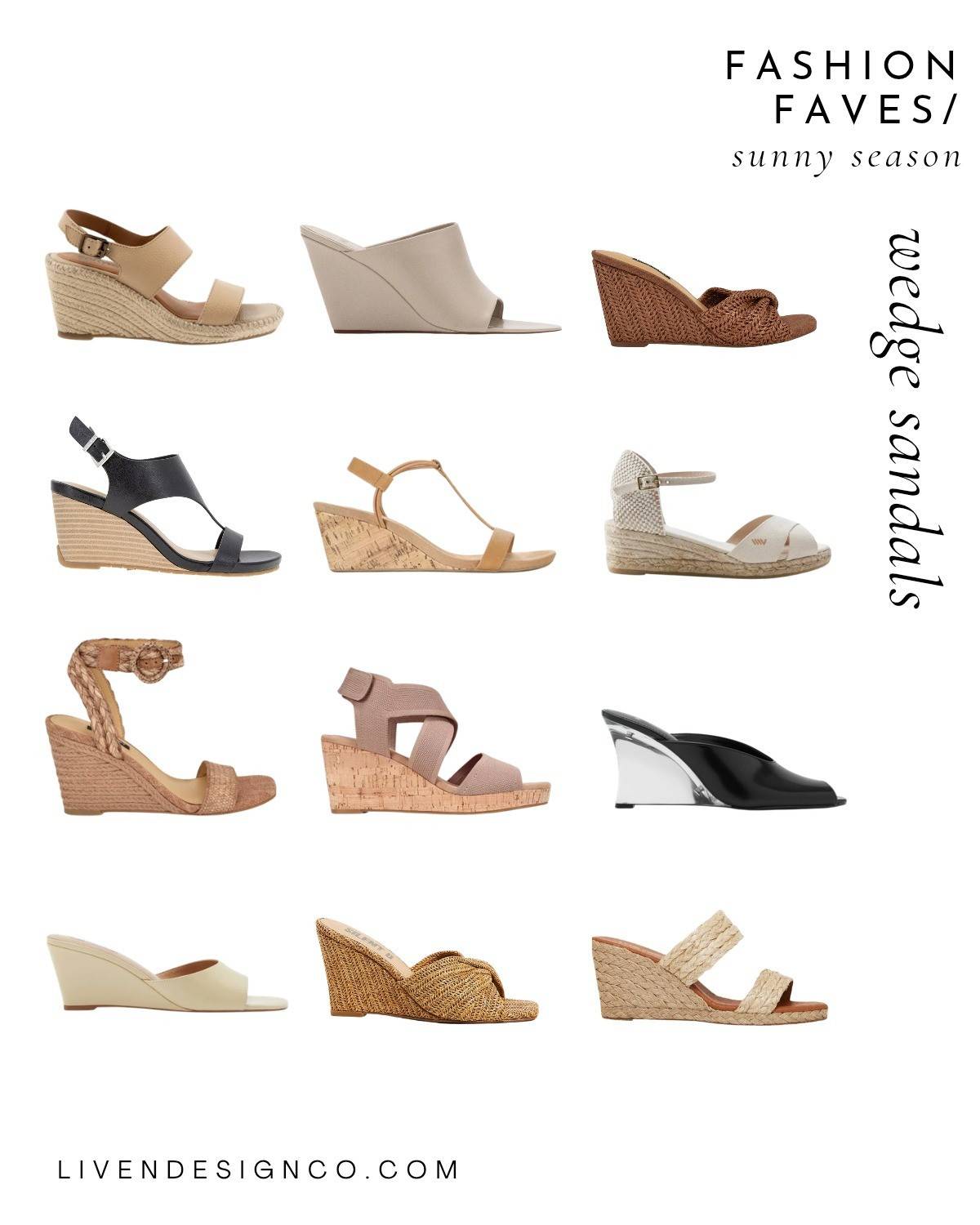 Wedge sandals. Woven heels. Raffia heels. 

