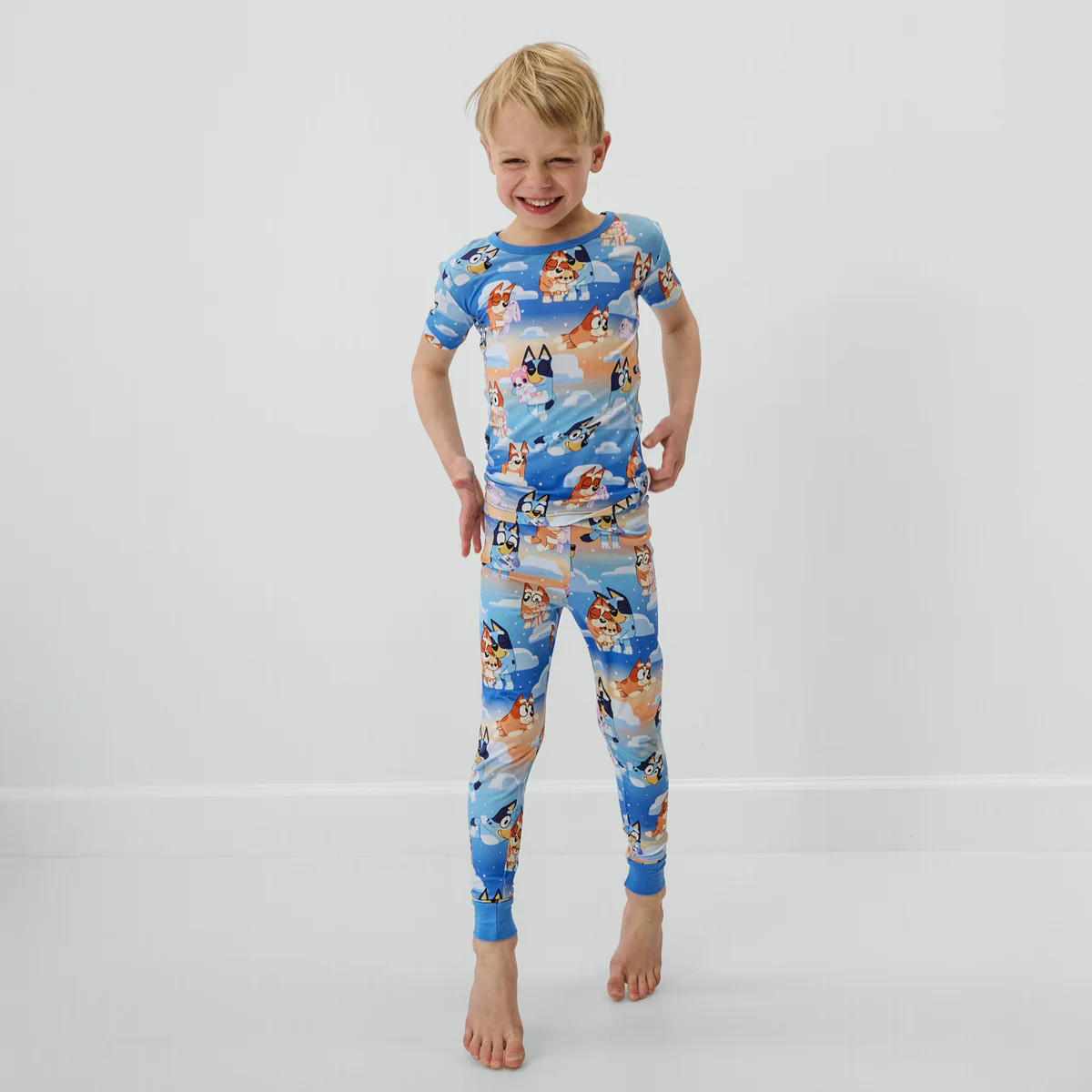 Bluey Blue Sleepytime Two-Piece Short Sleeve & Pants Pajama Set | Little Sleepies
