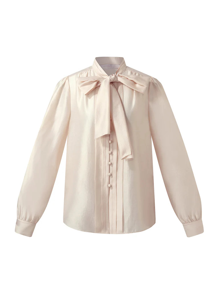 Modal Acetate Blend Tie Front Women Shirt | GOELIA