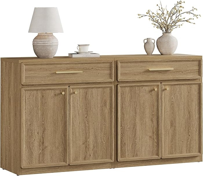 SICOTAS Buffet Cabinet with Storage Tall Modern Console Storage Cabinet with Doors and Shelves 60... | Amazon (US)