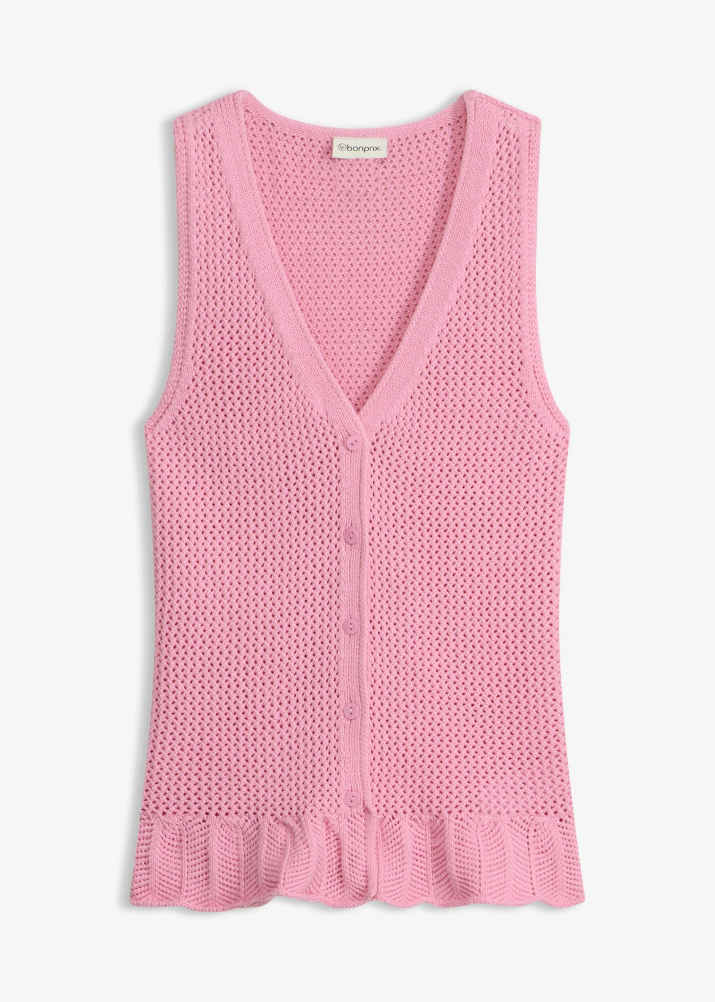 Gebreid vest van katoen roze | Bonprix NL (Influencer)
