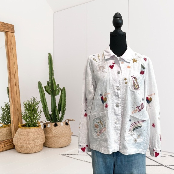 Johnny Was Workshop Odine Mystical New Age Worker Linen Jacket | Poshmark