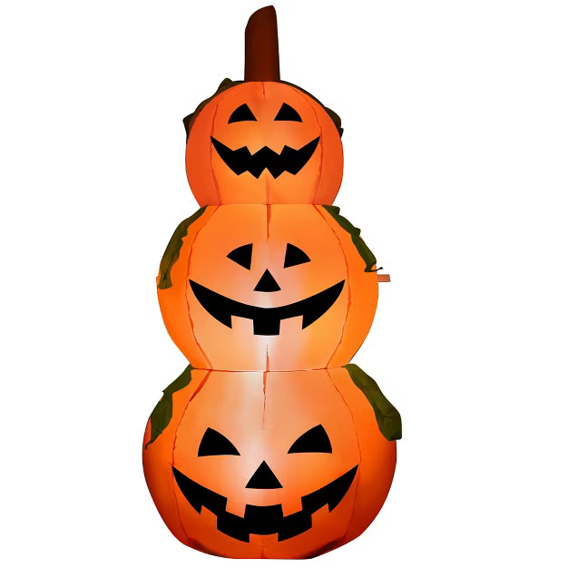 Costway 5 Ft  Halloween Inflatable 3-Pumpkin Stack Blow Up Pumpkin Ghost Yard Decoration | Target