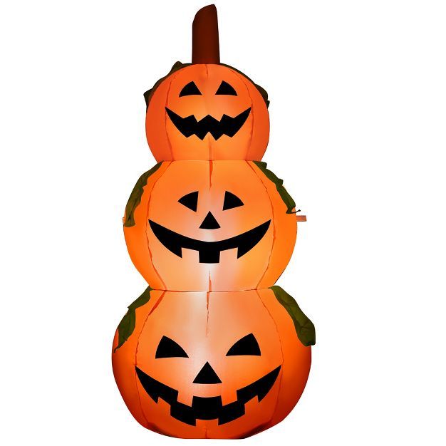 Costway 5 Ft  Halloween Inflatable 3-Pumpkin Stack Blow Up Pumpkin Ghost Yard Decoration | Target