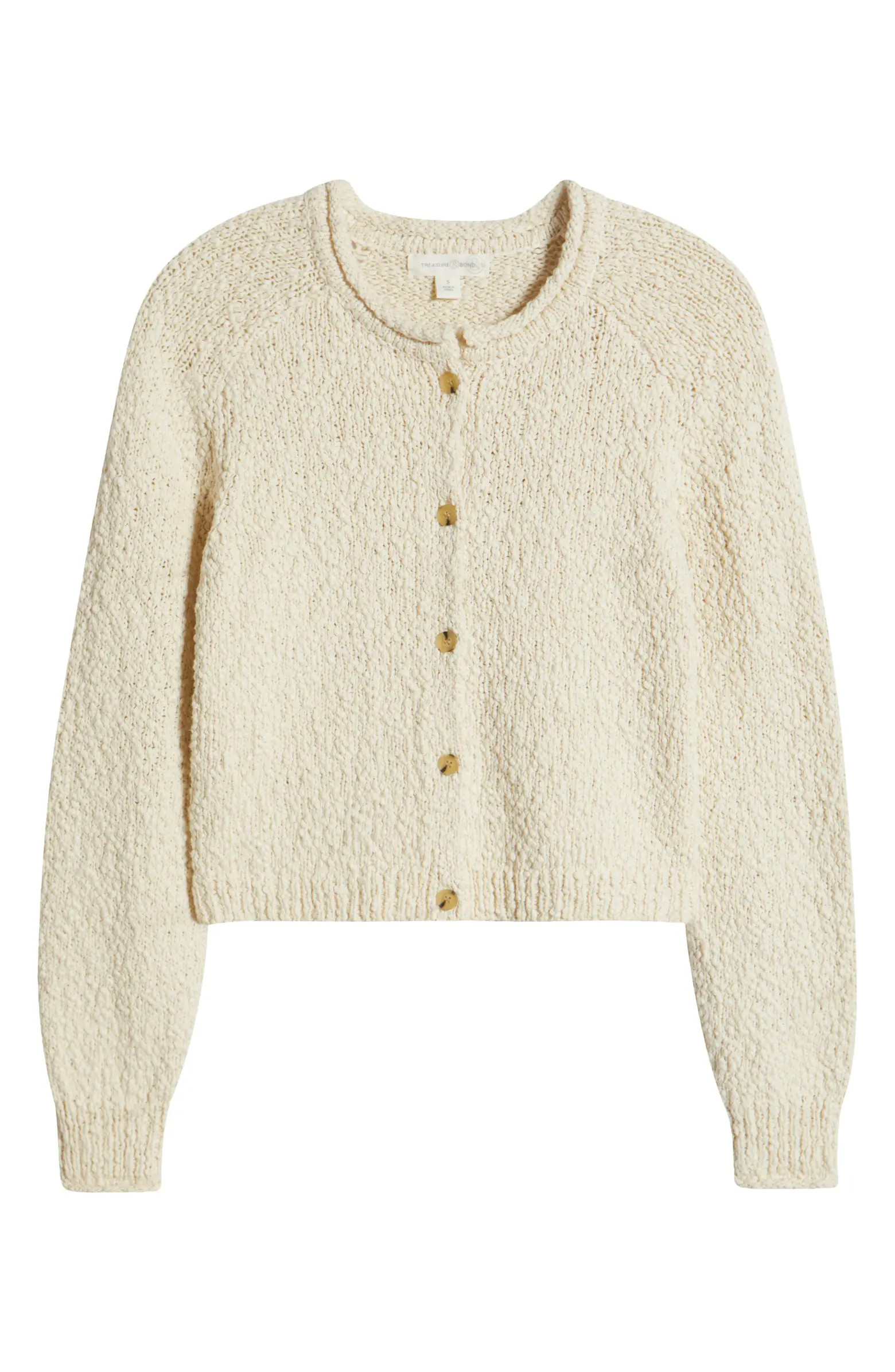 Fitted Textured Cotton Cardigan | Nordstrom