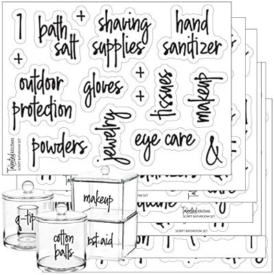 Talented Kitchen Script Bathroom Organization Labels – 105 Bathroom, Beauty & Makeup Preprinted... | Amazon (US)