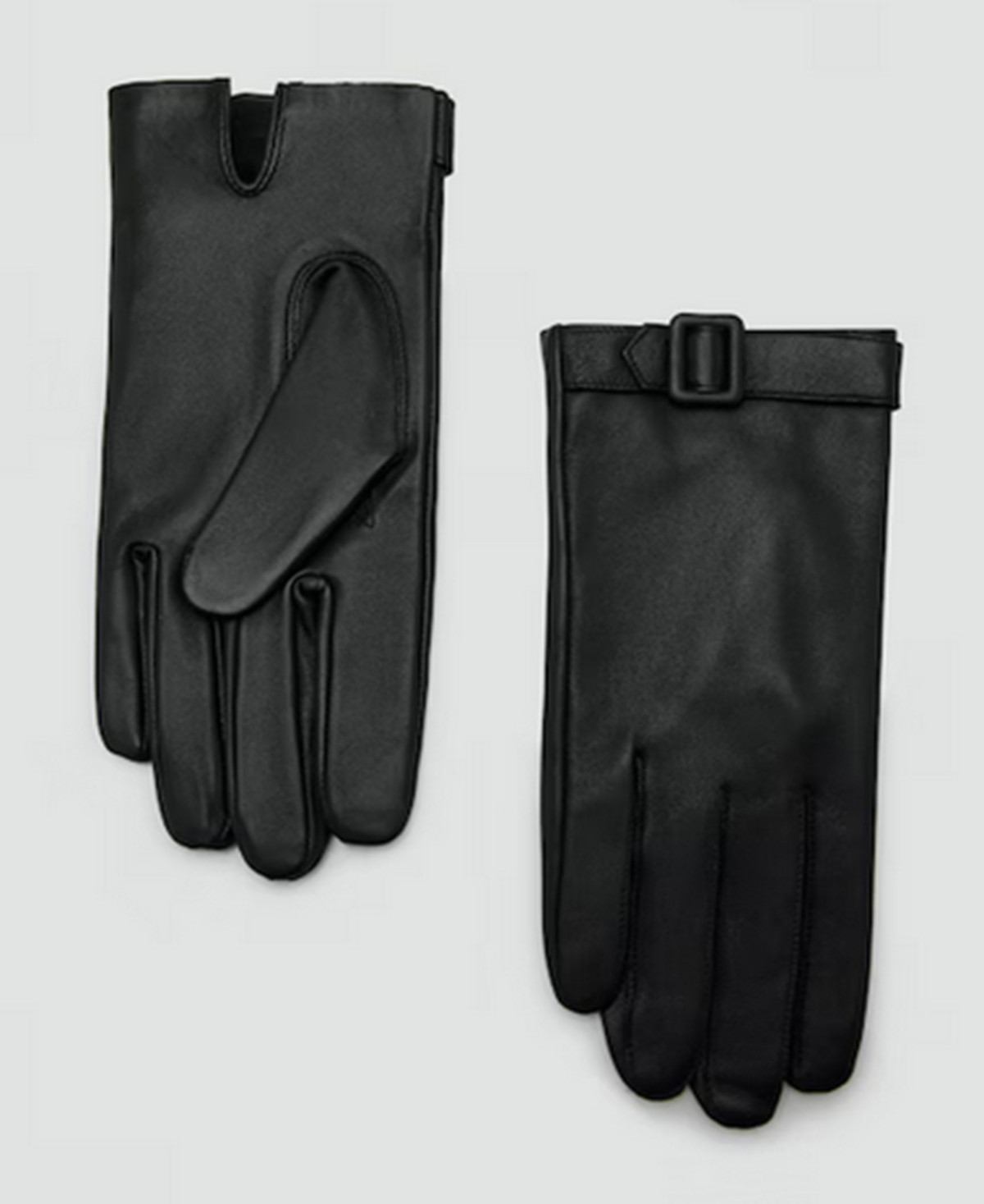 Mango Women's Buckle Leather Gloves - Black | Macy's