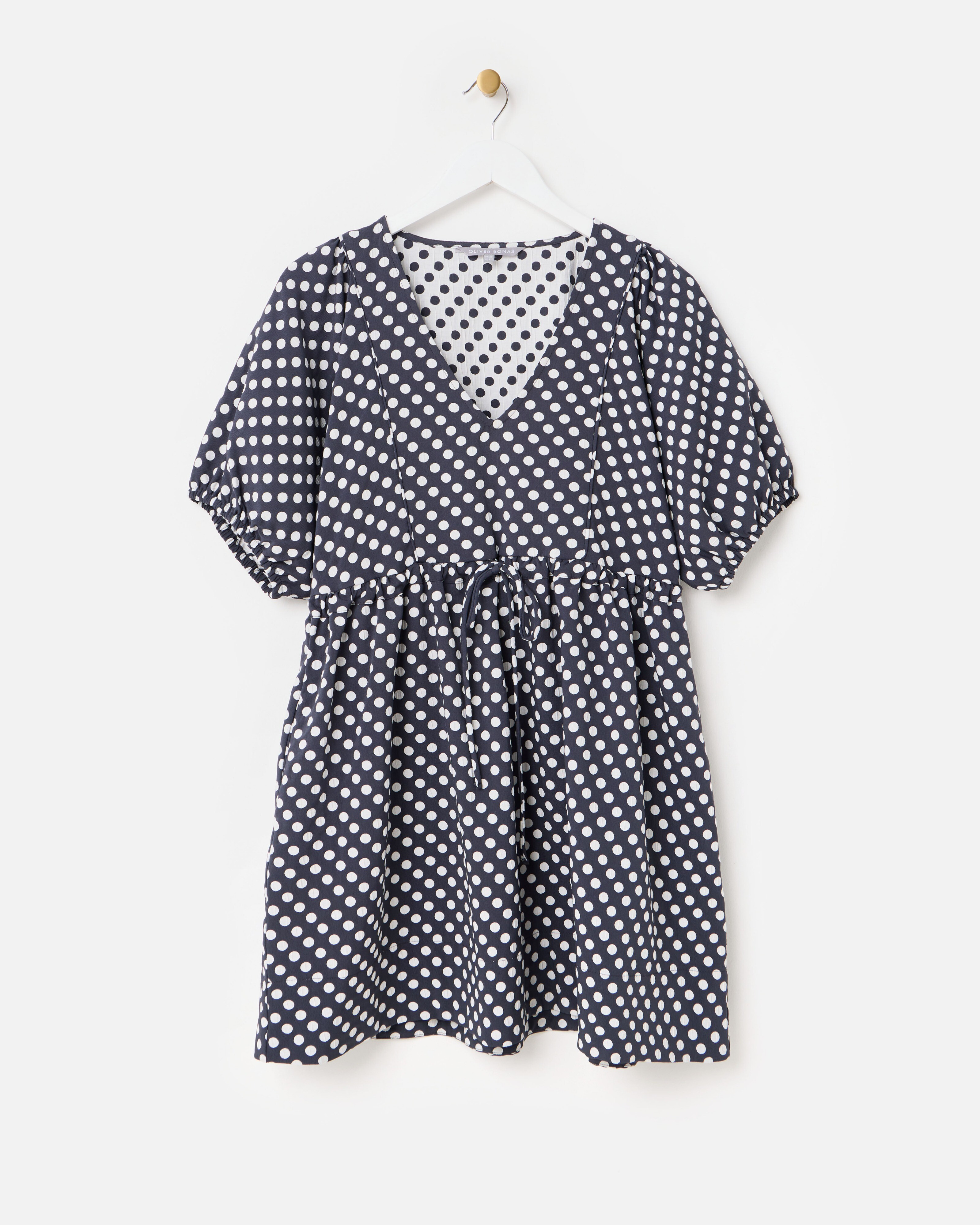 Monochrome Polka Dot Jacquard V-Neck Mini Dress | Oliver Bonas | Oliver Bonas (Global)
