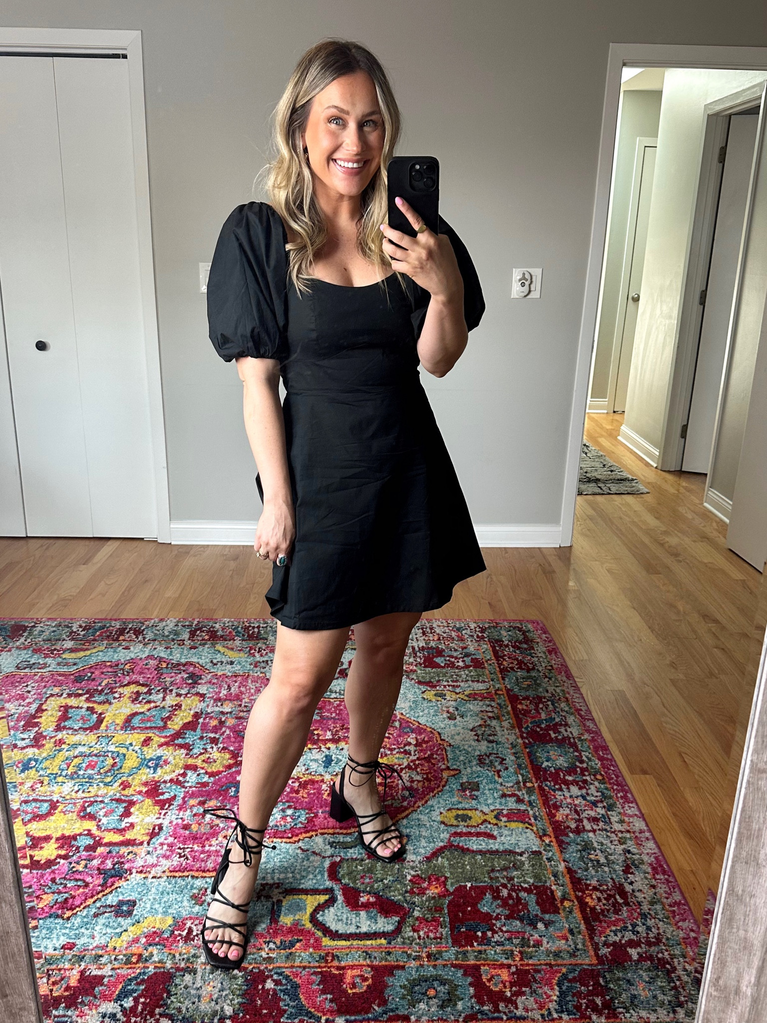Summer dress and the cutest lace up heels #summerdresses #littleblackdress #summerfashion 

#LTKunder50 #LTKshoecrush #LTKstyletip