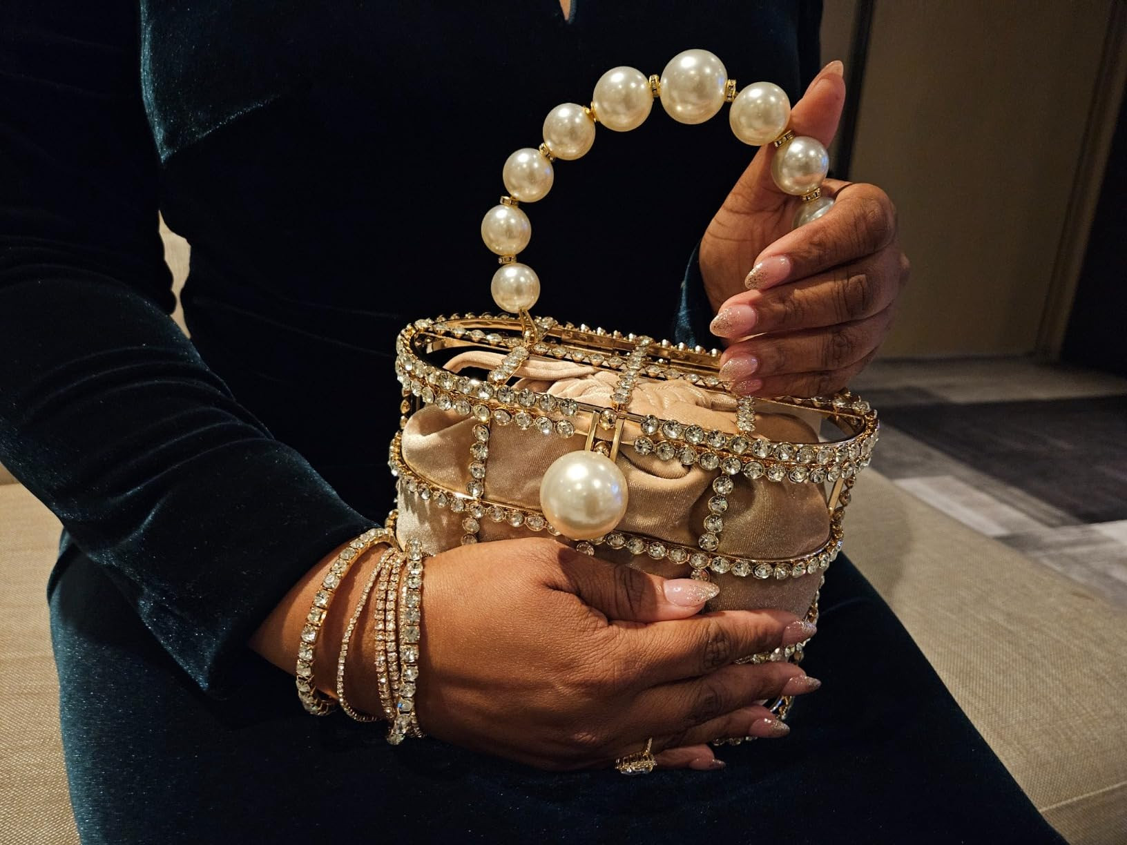 CARIEDO Evening Handbag Women Clutch Purses with Pearl Diamonds for Wedding Prom Birthday Party D... | Amazon (US)