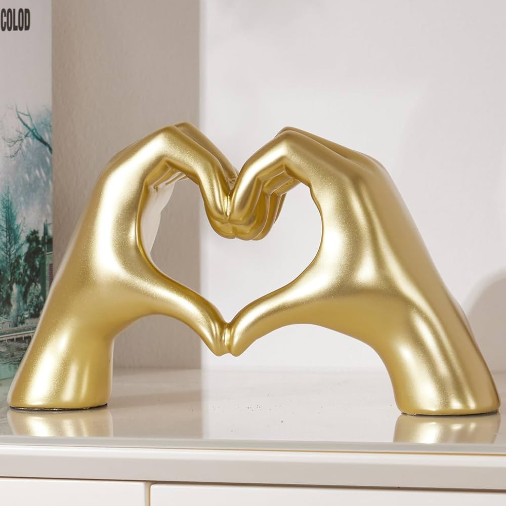 Xmeden Golden Gesture Decor, Love Finger Aesthetic Statues, Modern Art Sculpture, Valentine's Day... | Amazon (US)