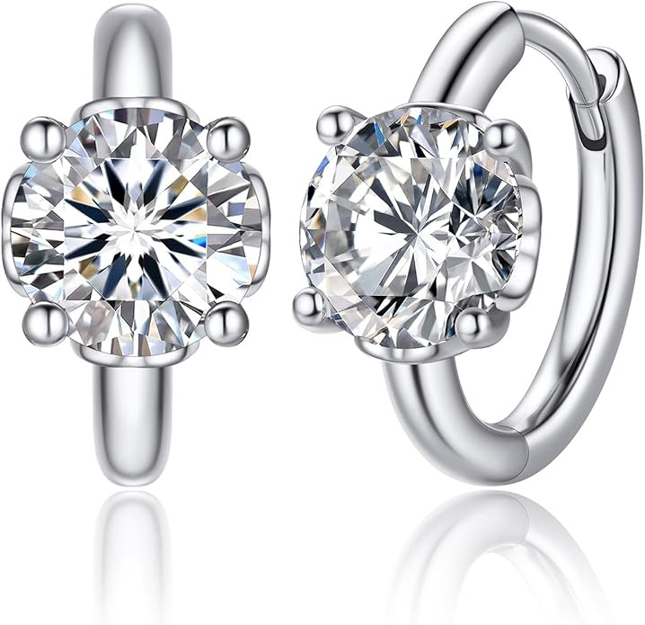 MomentWish Hoop Earrings for Women, Moissanite Jewerly Gifts for Her Anniversary Birthday, D Colo... | Amazon (US)