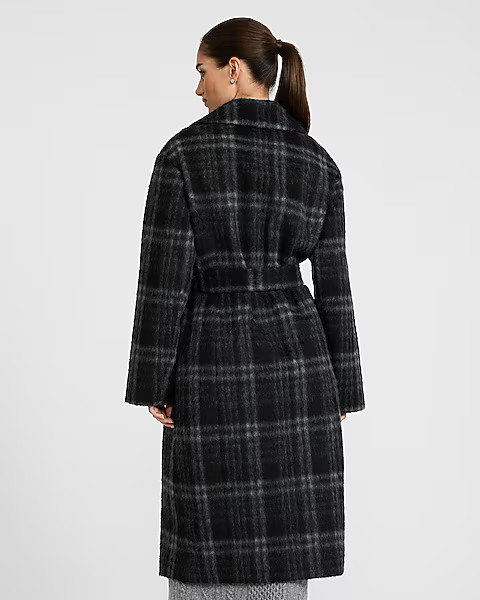 Brushed Plaid Belted Coat | Express