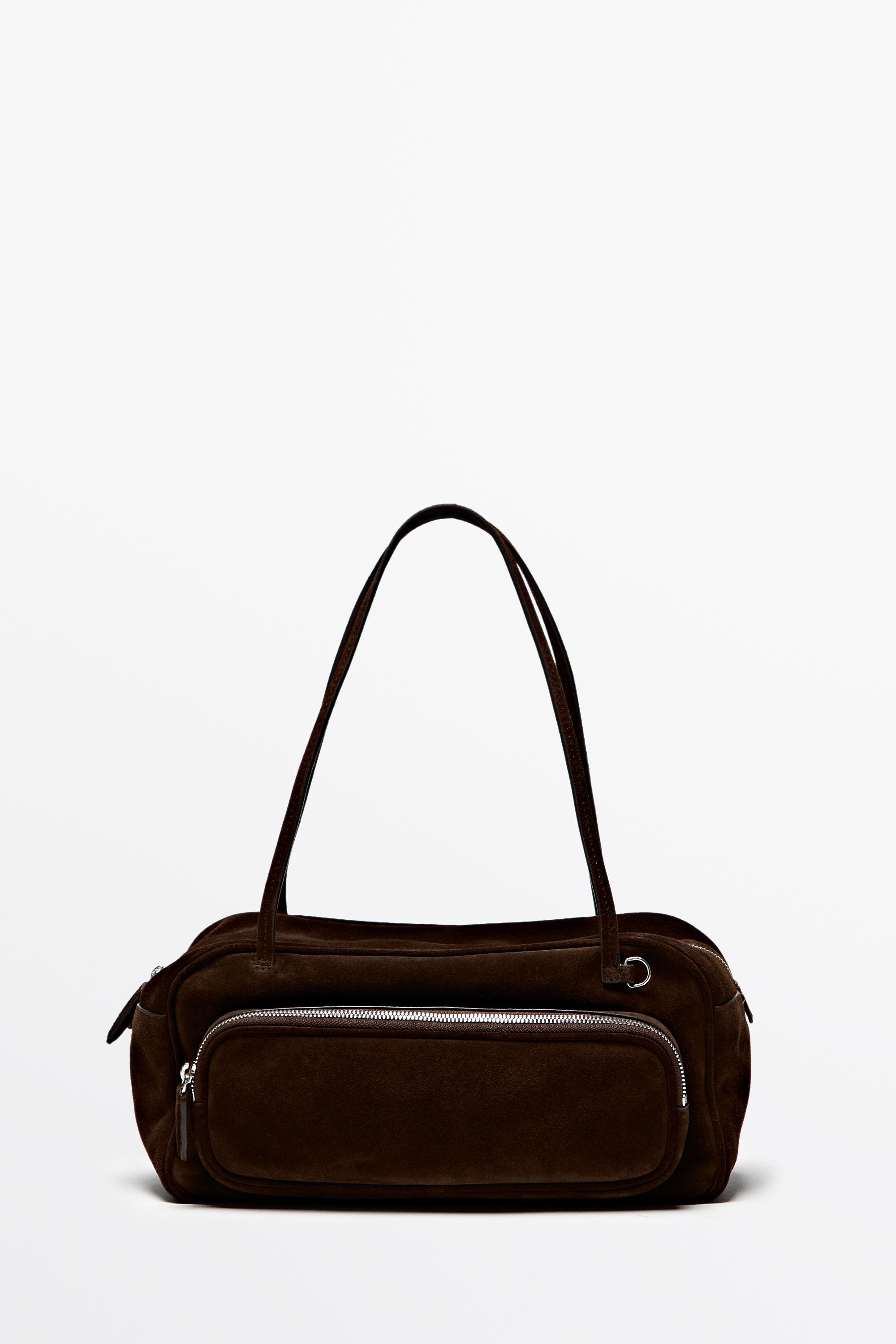 Medium split suede bowling bag - MINK | Massimo Dutti UK