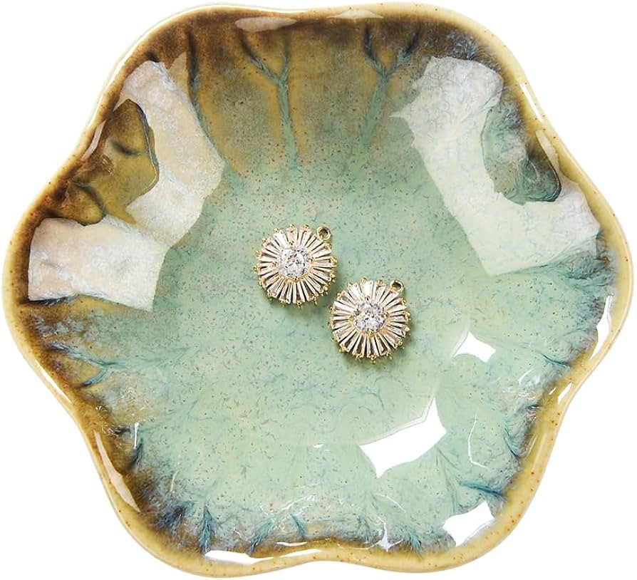 Lotus Leaf Shape Ring Holder Dish, Small Key Bowl, Ceramic Trinket Tray Jewelry Dish Organizing N... | Amazon (US)
