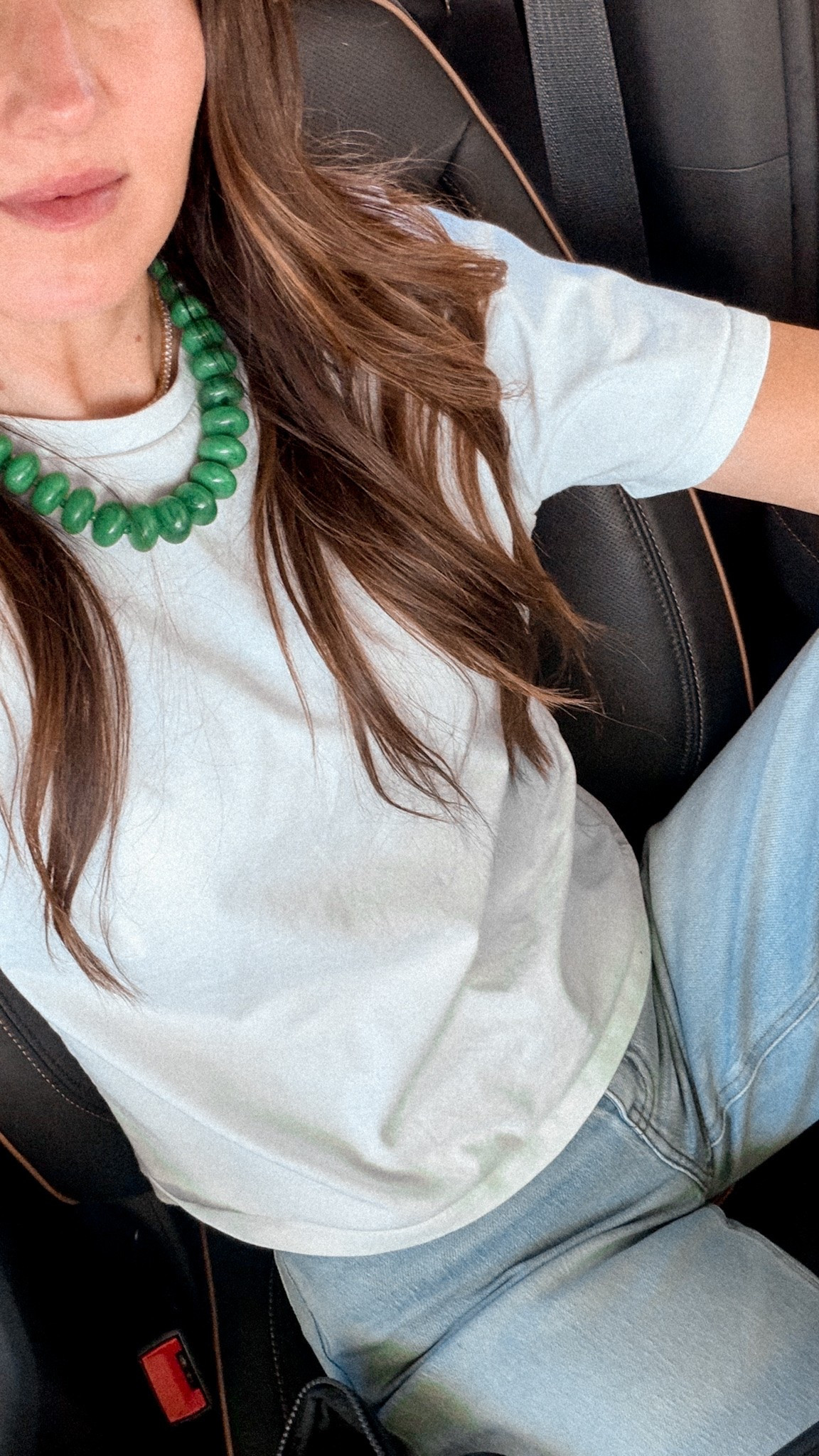 OOTD- new Quince barrel jeans & a pop of green 🐢 great Amazon dupe of my bauble bar necklace. 

Mother’s Day, gifts for her tee, necklace, beaded necklace, jeans, denim, quince, sandals, tkees

#LTKootd #LTKBeauty #LTKSaleAlert