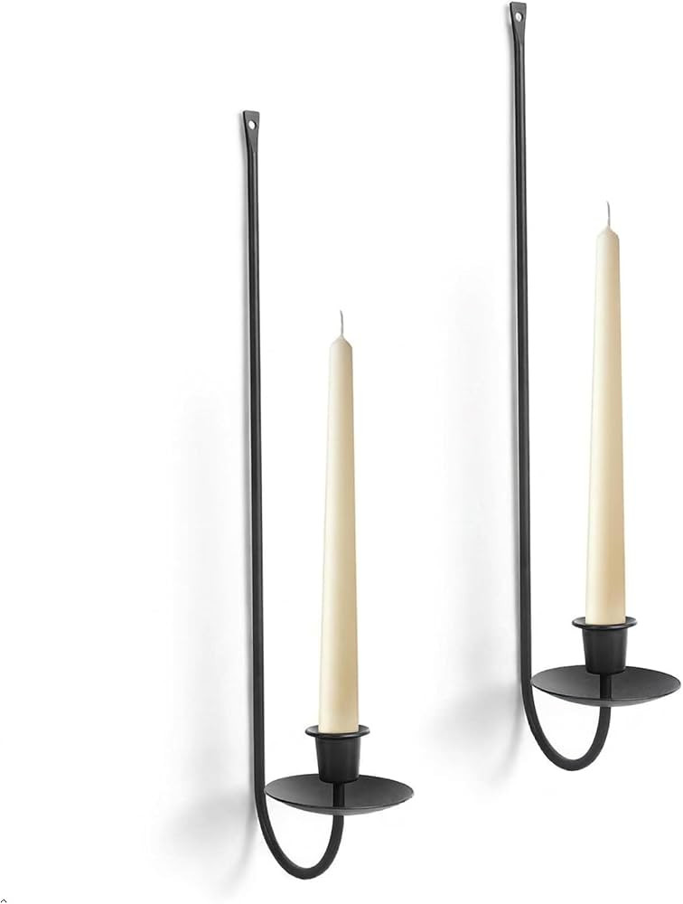 Batoslee Wall Candle Holder Set of 2, Black Metal Wall Mount Candle Sconces | Amazon (US)