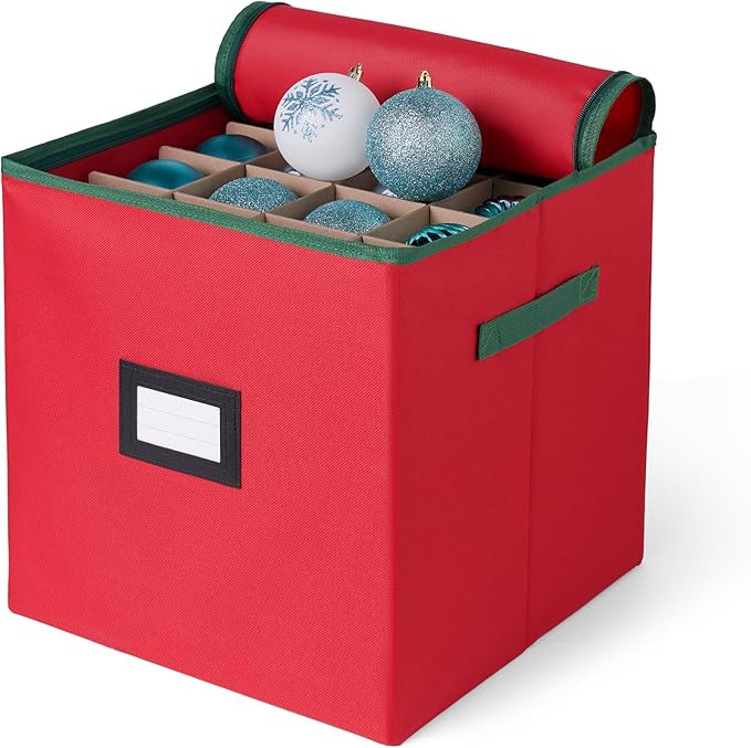 Joiedomi Christmas Ornament Storage Box with Adjustable Divider & Dual Zipper - Christmas Storage... | Amazon (US)