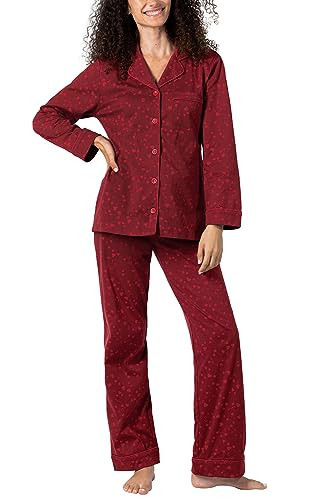 PajamaGram Womens Pajamas Set - Cotton Pajamas For Women, Red Hearts, MD | Amazon (US)