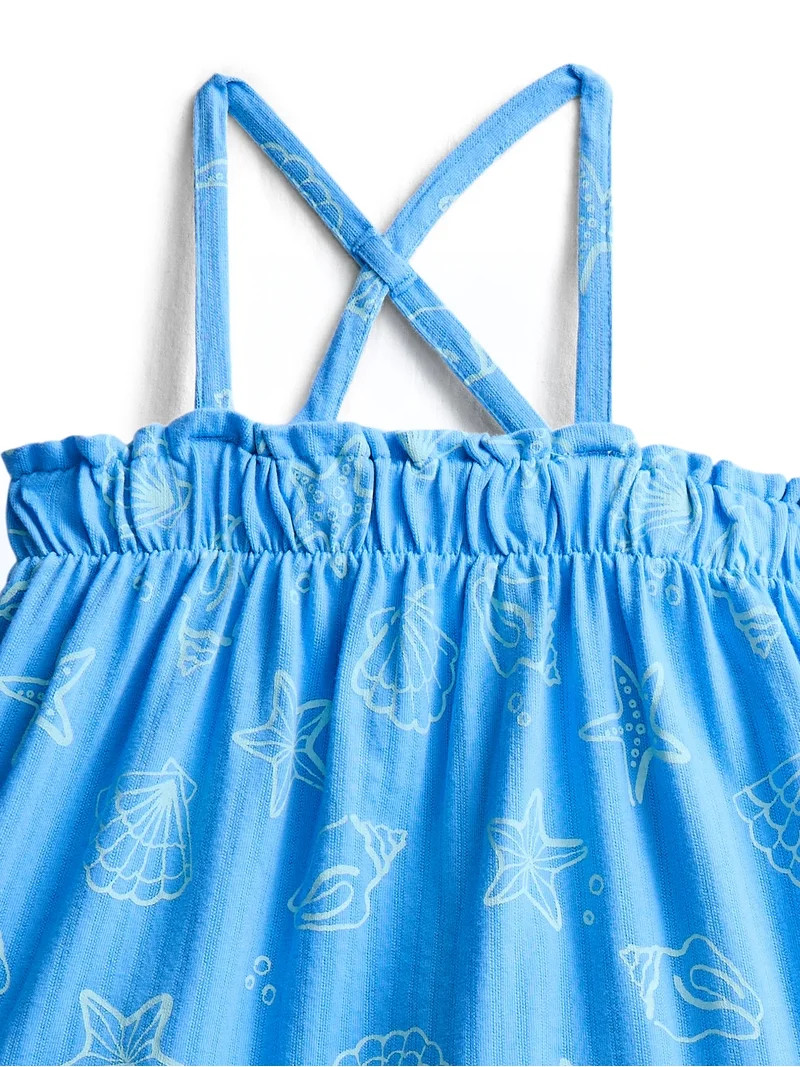 Wonder Nation Girls Trapeze Top and Shorts Outfit Set, 2-Piece, Sizes 4-10 | Walmart (US)
