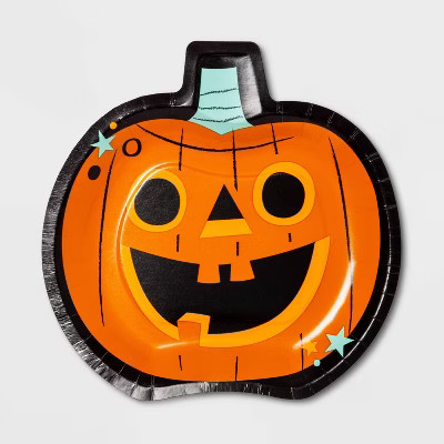 20ct 8.5" Orange Pumpkin Disposable Paper Plates - Hyde & EEK! Boutique™ | Target