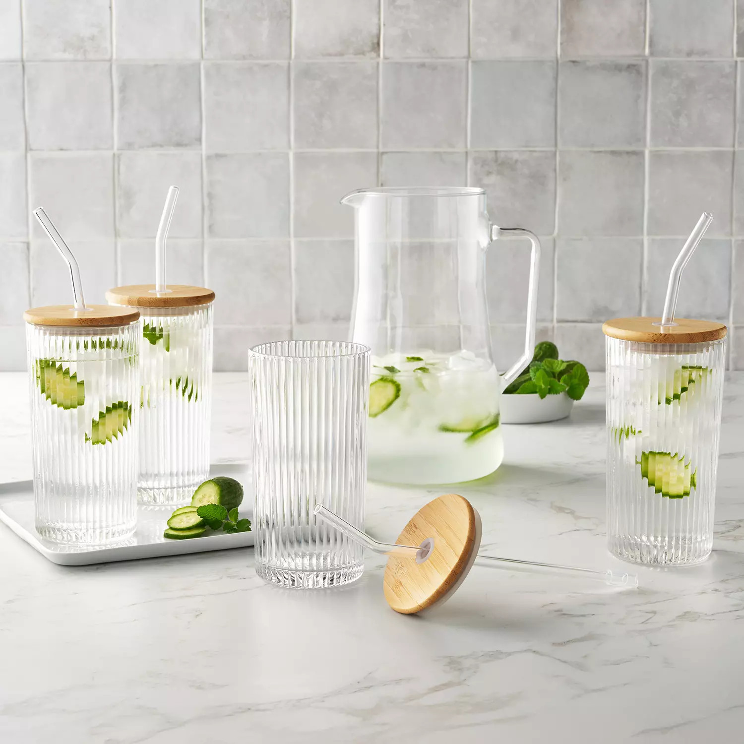 4-pack Glass Tumblers with Lids - Clear:- Clear | Sam's Club