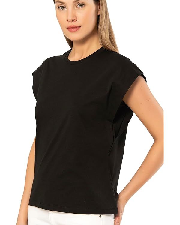 VAVONNE Womens Dressy Casual T Shirts, Stylish Sleeve Crop Tank Tees, Summer Tops 2023 Trendy | Amazon (US)