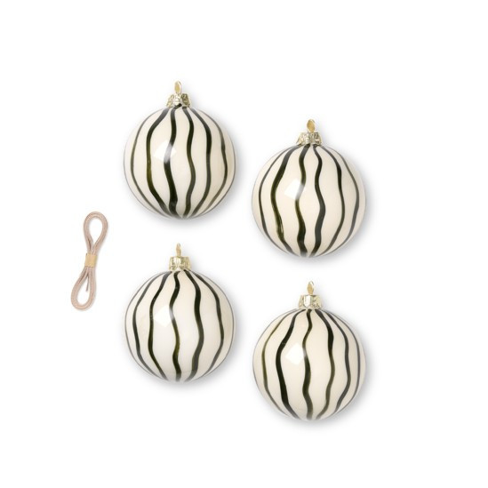 Christmas Baubles Lines- Set of 4 | Trouva (Global)