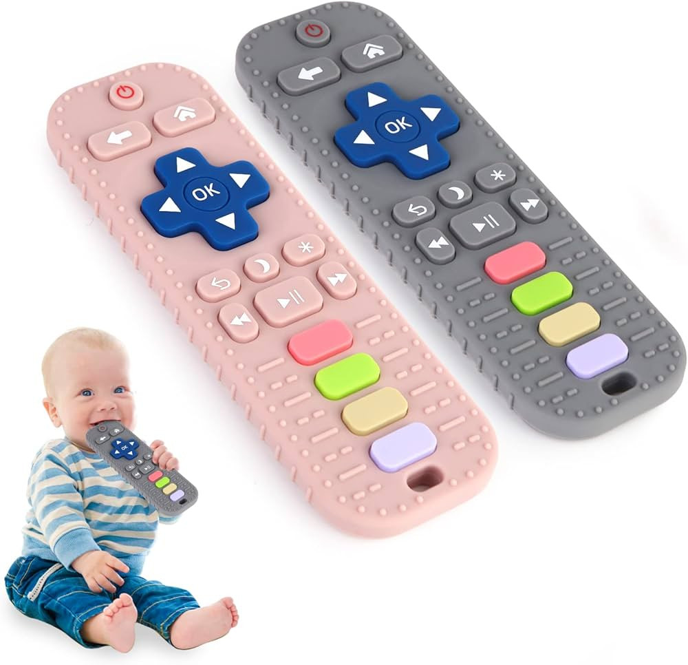 Hooku 2 Pack Silicone Teething Toys for Babies 0-6 Months, Teethers for Babies 6-12 Months, Remot... | Amazon (UK)