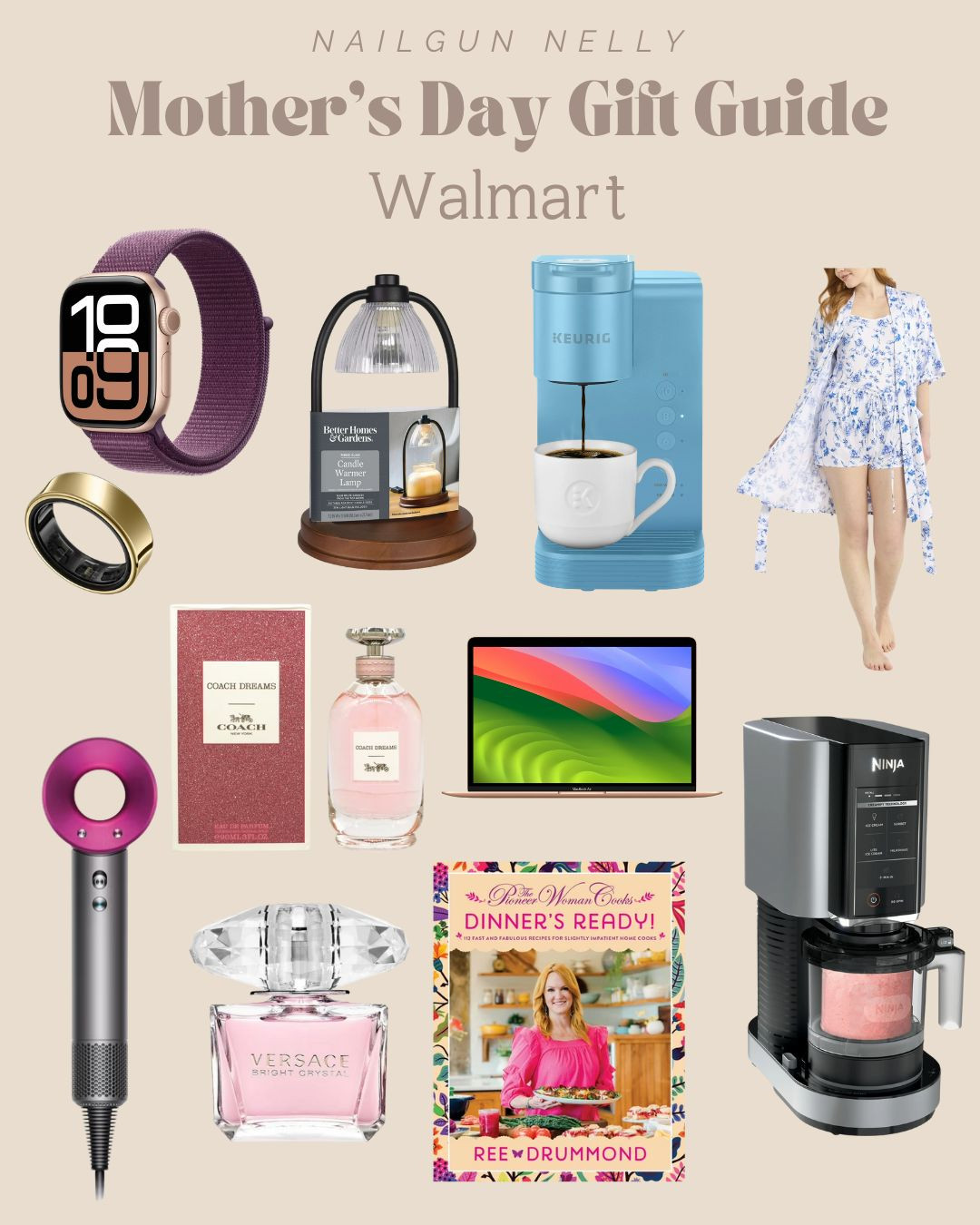 Walmart Mother's Day Gift Guide!

Apple iwatch, smart ring, candle warmer, Keurig coffee maker, robe pajama set, Coach perfume, Versace perfume, Dyson blow dryer, MacBook Air computer, Pioneer women cookbook, Ninja Creamy ice cream maker 

 #LTKGiftGuide #LTKSeasonal #LTKHome