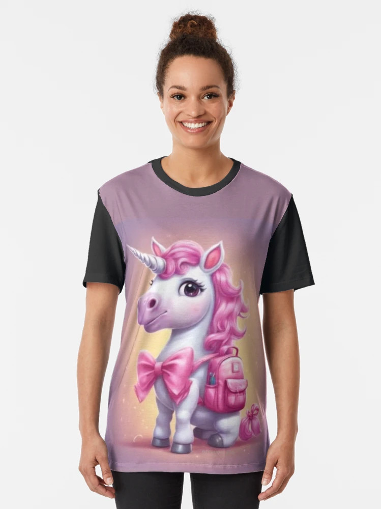 Unicorn with a pink backpack  Graphic T-Shirt | Redbubble (US)