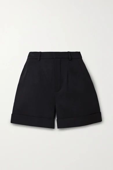 SAINT LAURENT - Wool-twill Shorts - Black | NET-A-PORTER (US)