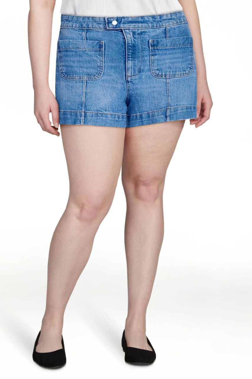 Free Assembly Women's Patch Pocket Denim Shorts, 3" Inseam, Sizes 0-18 | Walmart (US)