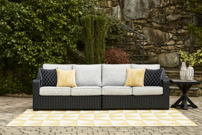 Beachcroft 2-Piece Outdoor Sectional, Black/Light Gray | Ashley Homestore