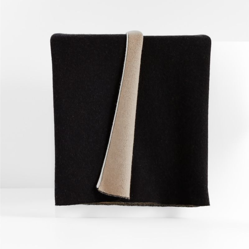 Bardot Ink Black Recycled Cashmere Holiday Throw Blanket 70"x55" | Crate & Barrel | Crate & Barrel