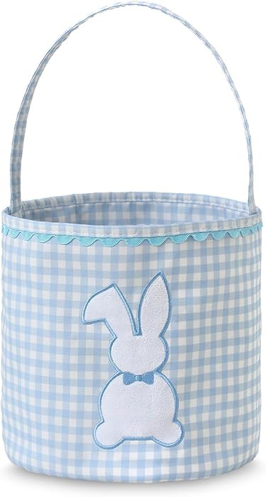 DYSHAYEN Bunny Easter Basket, Gingham Empty Easter Bucket with Handle for Easter Egg Hunts Party ... | Amazon (US)