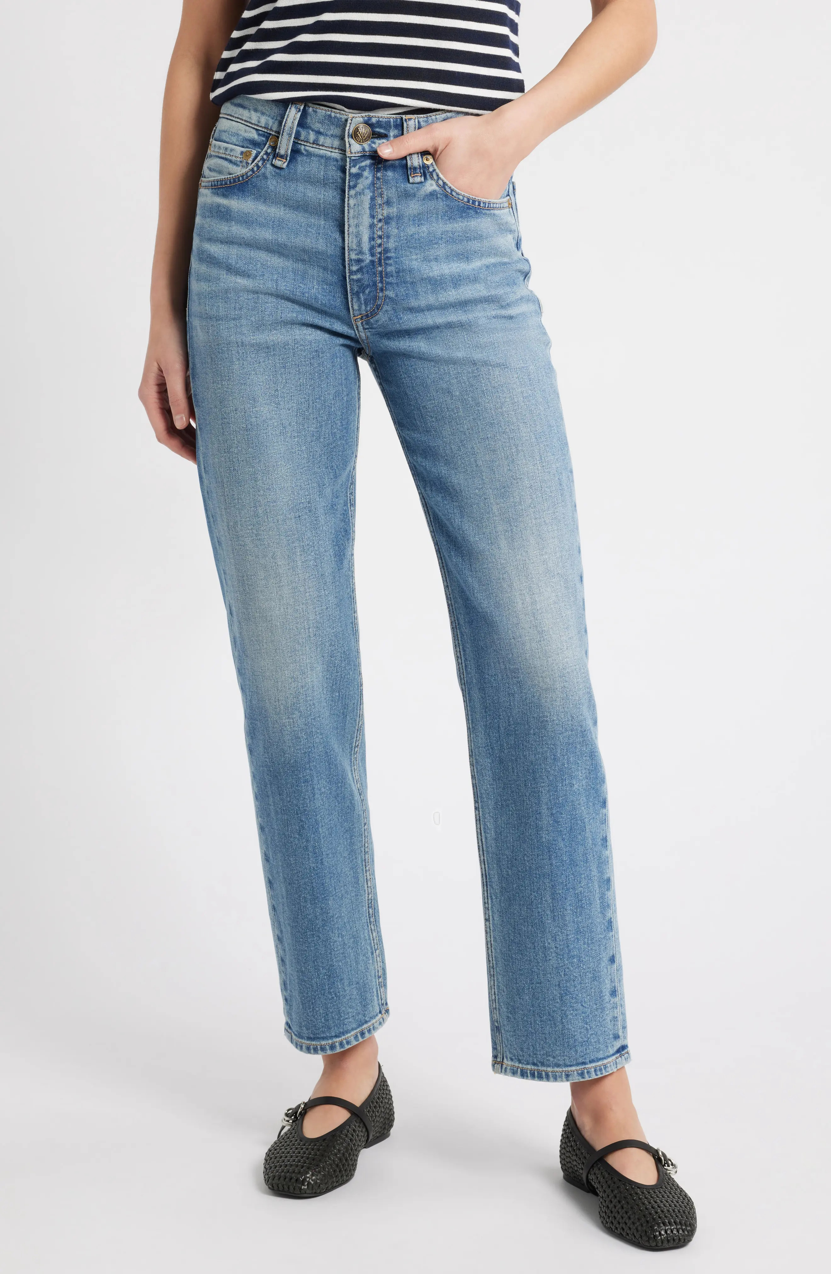 rag & bone Harlow Mid Rise Ankle Straight Leg Jeans (Women) | Nordstrom | Nordstrom