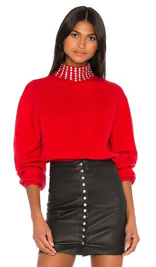Katherine Embellished Sweater in Cherry Red | Revolve Clothing (Global)